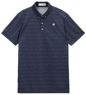 「＜ルコック＞ロゴボーダー柄半袖シャツ（メンズシャツ）」｜ネイビー