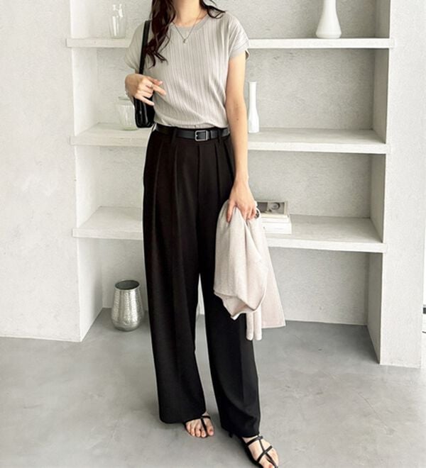 GeeRA（ジーラ）の「プリーツ編フレンチスリーブリブトップス（ニット・セーター）」｜詳細画像