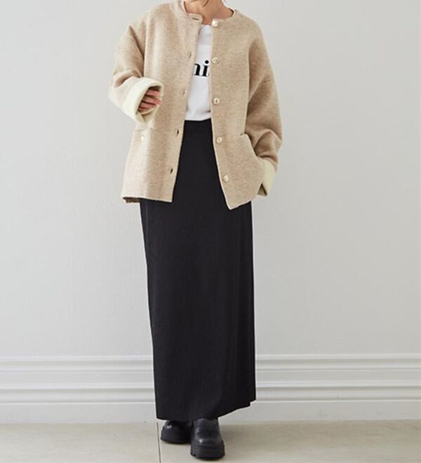 RANAN（ラナン）の「裏配色ゴールド調ボタンニットコーディガン（ニットカーディガン）」｜詳細画像