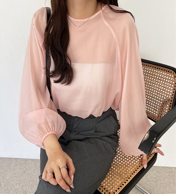 GeeRA（ジーラ）の「バックリボンシアーブラウス（ブラウス）」｜ピンク