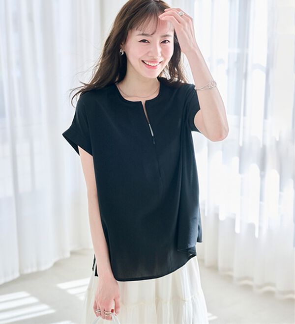 RANAN（ラナン）の「前後2WAYハーフジップブラウス（ブラウス）」｜詳細画像