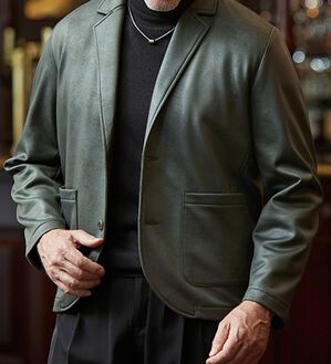 「フェイクレザーテーラードジャケット（メンズジャケット）」｜詳細画像