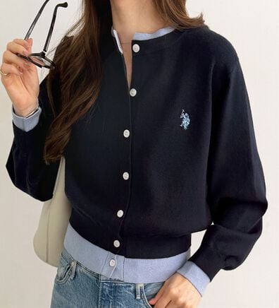 GeeRA（ジーラ）の「【U.S. POLO ASSN.】レイヤード風バイカラーカーデ（ニットカーディガン）」