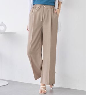 alotta（アロッタ）の「軽やかウエストリボンワイドパンツ（ワイドパンツ・ガウチョ）」｜グレージュ