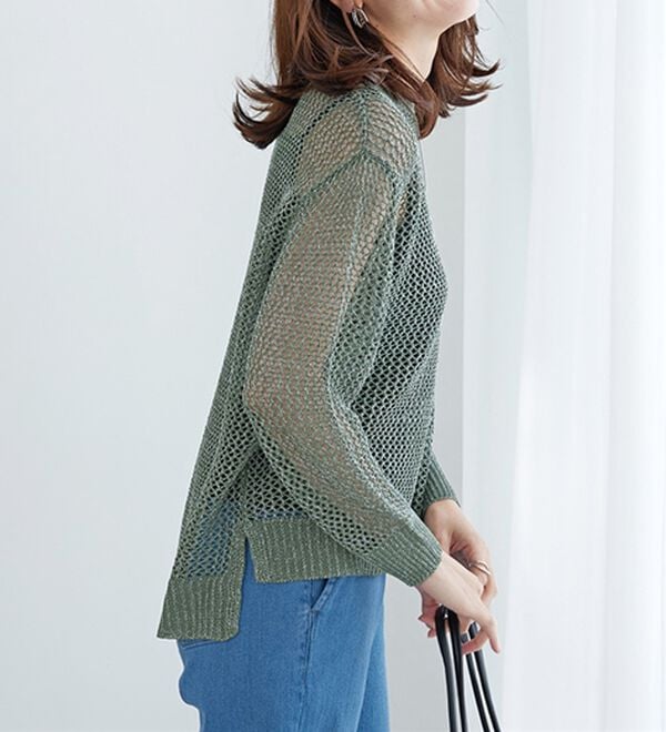 BELLUNA（ベルーナ）の「ラメメッシュニットプルオーバー（ニット・セーター）」｜詳細画像