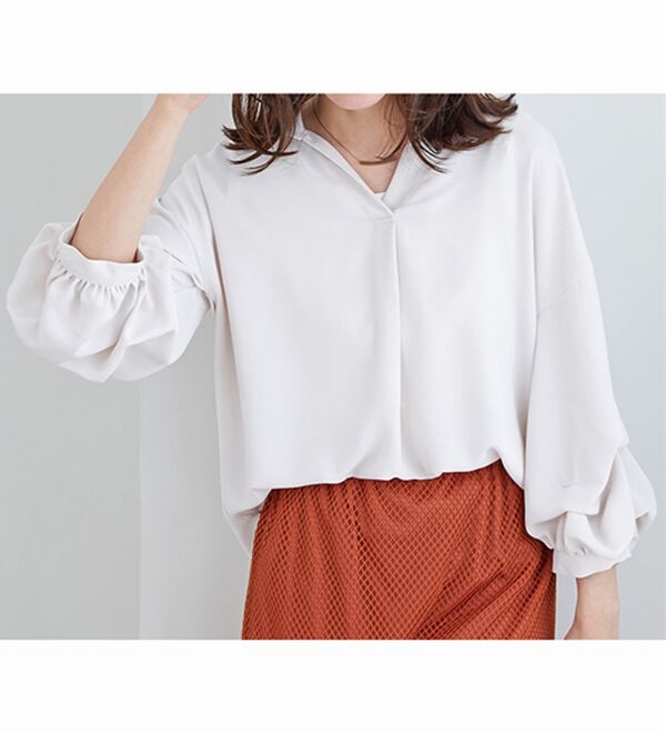 BELLUNA（ベルーナ）の「袖タックデザインスキッパーシャツ（シャツ）」｜詳細画像