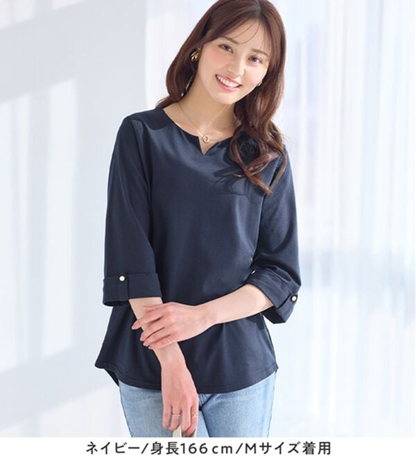 alotta（アロッタ）の「７分袖金ボタンデザイントップス（カットソー）」｜詳細画像