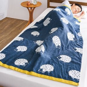 「今治タオルブランドお昼寝ケット（肌掛布団・タオルケット）」｜ネイビー／イエロー