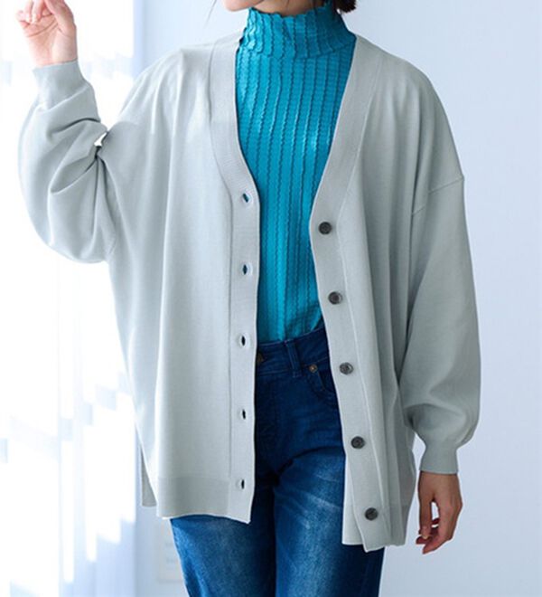 RANAN（ラナン）の「洗える！キレイ見え！ワイドシルエットＶネックカーディガン（ニットカーディガン）」｜詳細画像