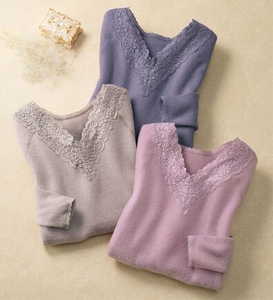 「【３色組】ふわっと暖かウール入りラグランインナー（肌着・インナーウェア）」