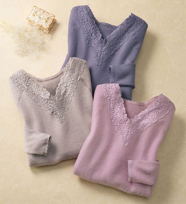 「【３色組】ふわっと暖かウール入りラグランインナー（肌着・インナーウェア）」｜3色組