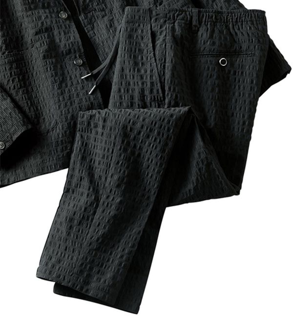 「【おじフェス着用】ランダムサッカーサマーセットアップ　スラックス（メンズフルレングスパンツ）」｜ブラック 股下68cm