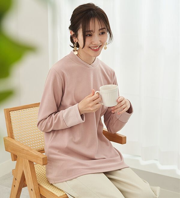 BELLUNA（ベルーナ）の「なめらかボーダー配色使いプルオーバー（カットソー）」｜詳細画像
