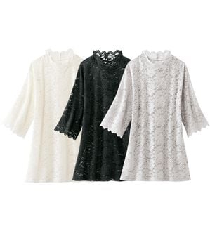 「【３色組】着こなし美人レースインナー5分袖（肌着・インナーウェア）」｜3色組