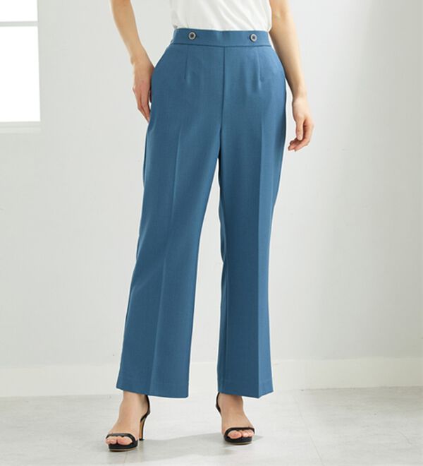 BELLUNA（ベルーナ）の「麻調ストレッチ素材美脚フレアーパンツ（フルレングスパンツ）」｜詳細画像