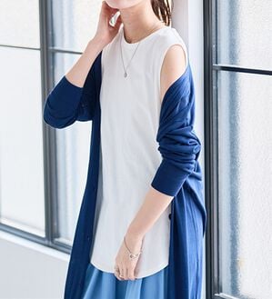 RANAN（ラナン）の「ひんやり！＜BC＞綿100％タンクトップ【選べる着丈】（カットソー）」｜オフホワイト