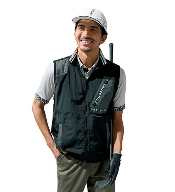 「＜クロコダイル＞接触冷感シャドーボーダーポロ（メンズポロシャツ）」｜詳細画像