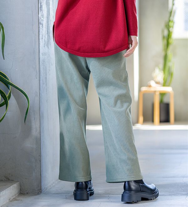 BELLUNA（ベルーナ）の「なめらか裏ベロアコーデュロイワイドパンツ（ワイドパンツ・ガウチョ）」｜詳細画像