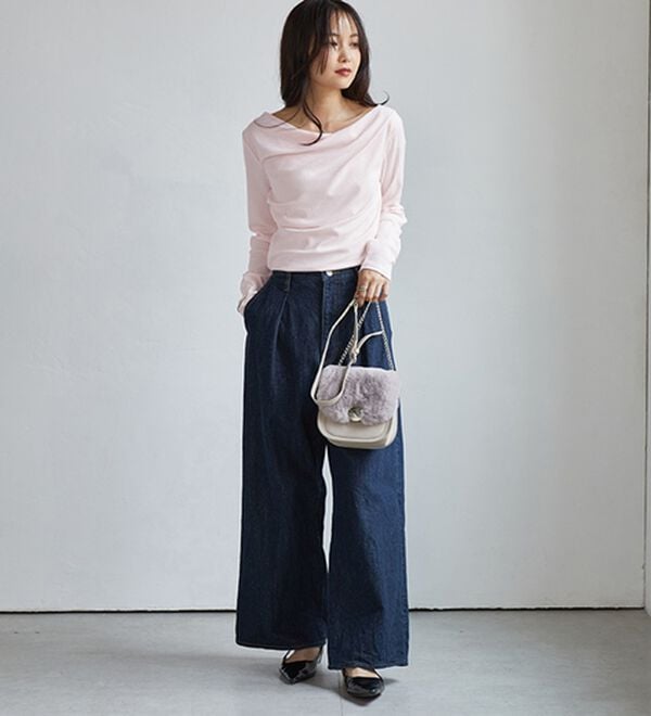 RANAN（ラナン）の「【新色追加】上品ドレープリブロングＴシャツ（カットソー）」｜詳細画像