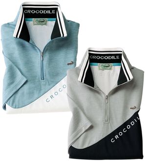 「【２色組】＜クロコダイル＞氷撃冷感（Ｒ）デザインポロシャツ（メンズポロシャツ）」｜2色組