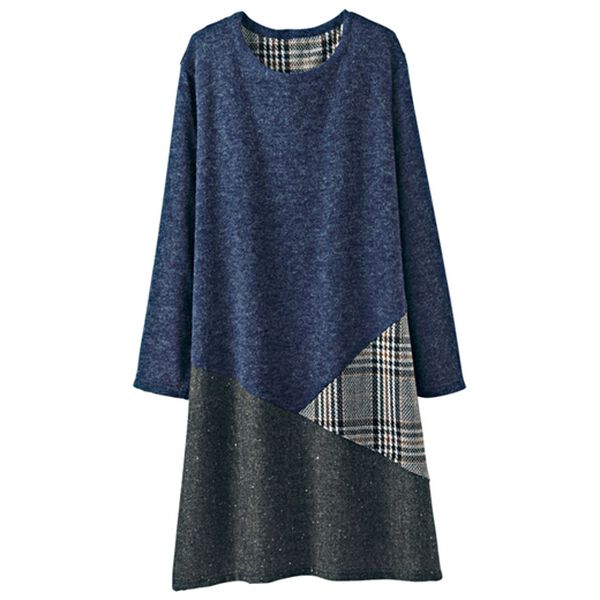 BELLUNA（ベルーナ）の「切替デザインゆったりチュニック（チュニック）」｜ネイビー