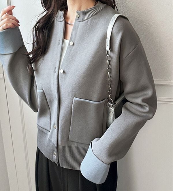 GeeRA（ジーラ）の「配色カラーニットカーディガン（ニットカーディガン）」｜詳細画像