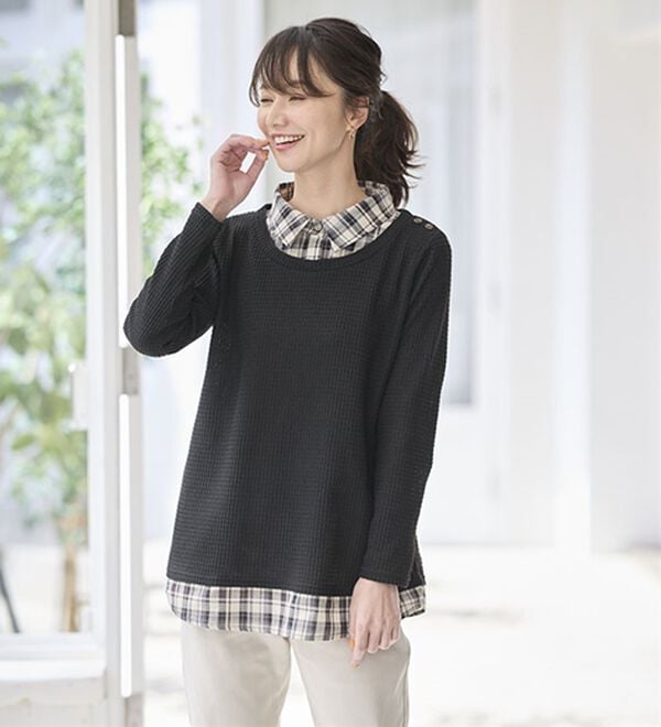 BELLUNA（ベルーナ）の「異素材重ね着風チュニック（チュニック）」｜詳細画像