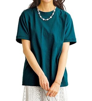 BELLUNA（ベルーナ）の「ヒンヤリ！綿１００％大人顔サマ見えＴシャツ（Tシャツ）」｜ターコイズ