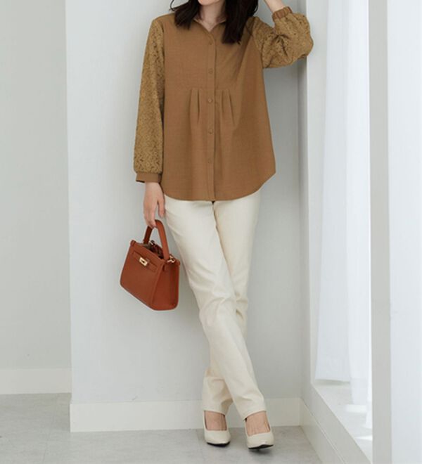 BELLUNA（ベルーナ）の「麻調素材袖レースブラウス（ブラウス）」｜詳細画像