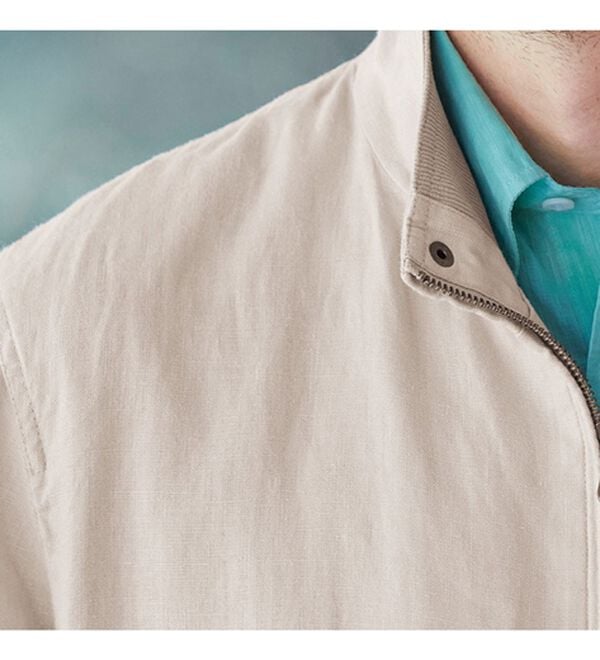 「さっと羽織れる麻１００％ライダースブルゾン（メンズジャケット）」｜詳細画像