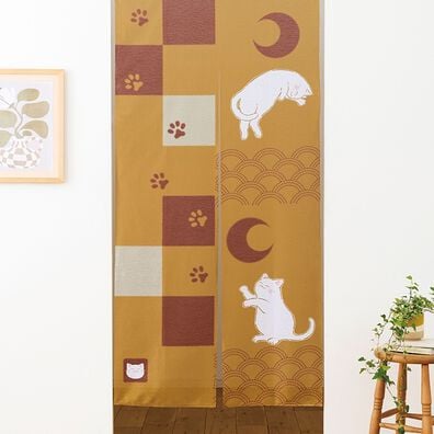 「ロングのれん三日月とねこ（のれん・間仕切り・カーテン関連品）」