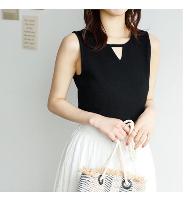 GeeRA（ジーラ）の「前後２ｗａｙスリットネックワッフルタンクトップ（タンクトップ・キャミソール）」｜詳細画像