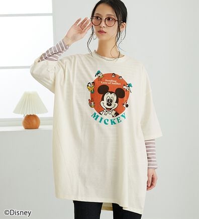 BELLUNA（ベルーナ）の「＜Ｄｉｓｎｅｙ＞【ミッキー】ビッグ7分袖プリントTシャツ（Tシャツ）」