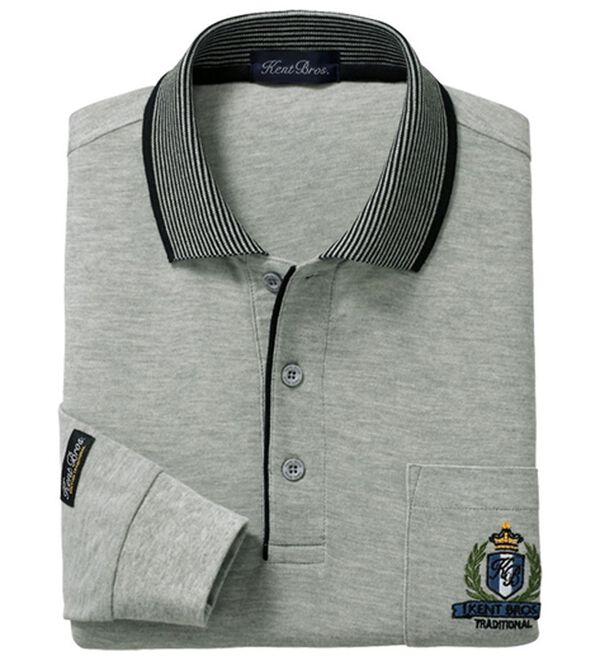 「新デザイン長袖ブランドポロシャツ（メンズポロシャツ）」｜杢グレー