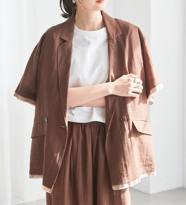 RANAN（ラナン）の「ハーフスリーブシアーシャツジャケット（テーラードジャケット）」｜詳細画像