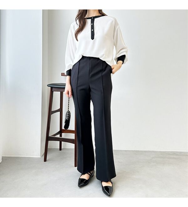 GeeRA（ジーラ）の「楽ちんストレッチ美ラインフレアーパンツ（フルレングスパンツ）」｜詳細画像