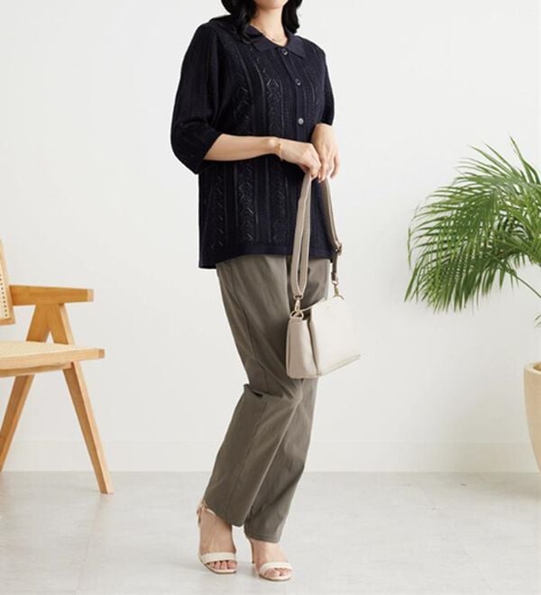 BELLUNA（ベルーナ）の「冷感ピケストレッチ素材スリムパンツ（フルレングスパンツ）」｜詳細画像