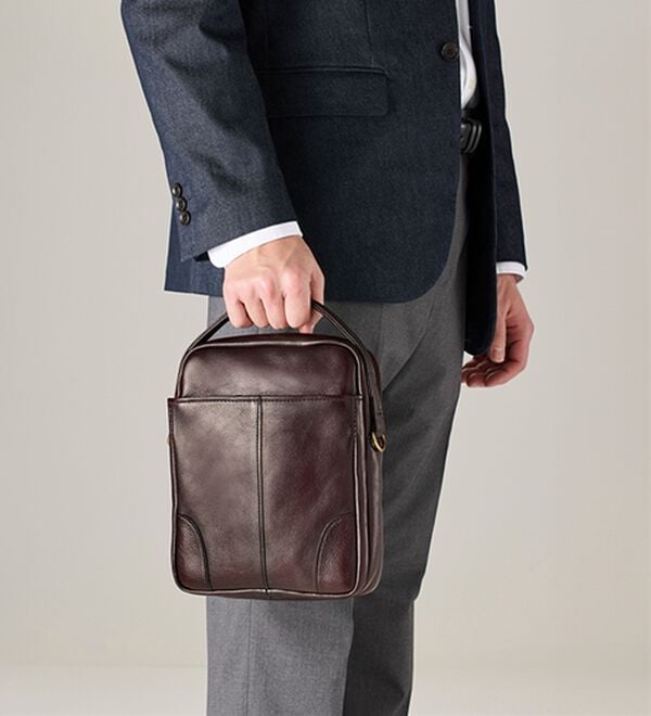 「日本製アンティーク調牛革ショルダーバッグ（メンズショルダーバッグ）」｜詳細画像