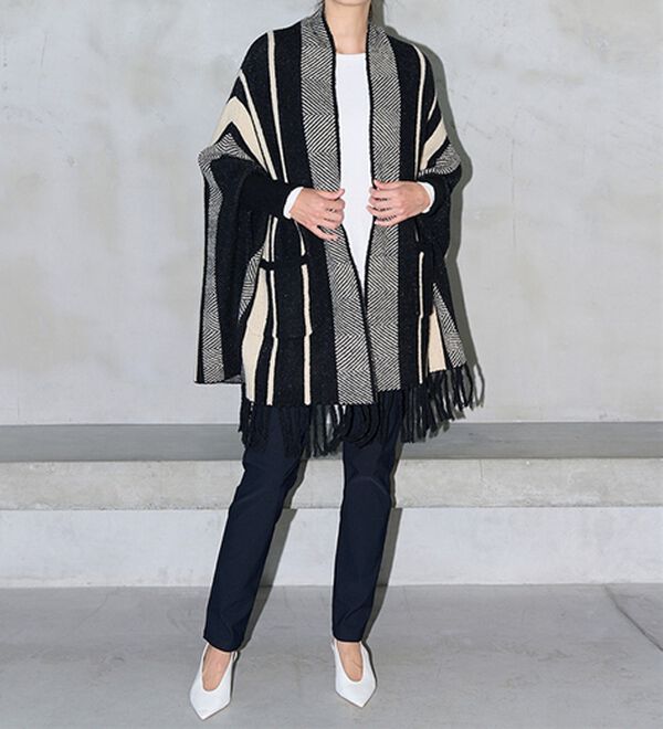 RANAN（ラナン）の「ヘリンボーンポンチョカーデ（ニットカーディガン）」｜詳細画像