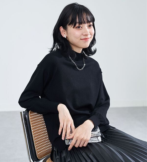 BELLUNA（ベルーナ）の「ロンＴが苦手な方に！なめらかシルクタッチニットＴ（ニット・セーター）」｜詳細画像