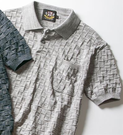 「＜ヘリンボーンクラブ＞日本製市松模様ポロシャツ（メンズポロシャツ）」