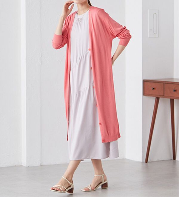 RANAN（ラナン）の「ロング丈Ｖネックニットカーデ（ニットカーディガン）」｜詳細画像