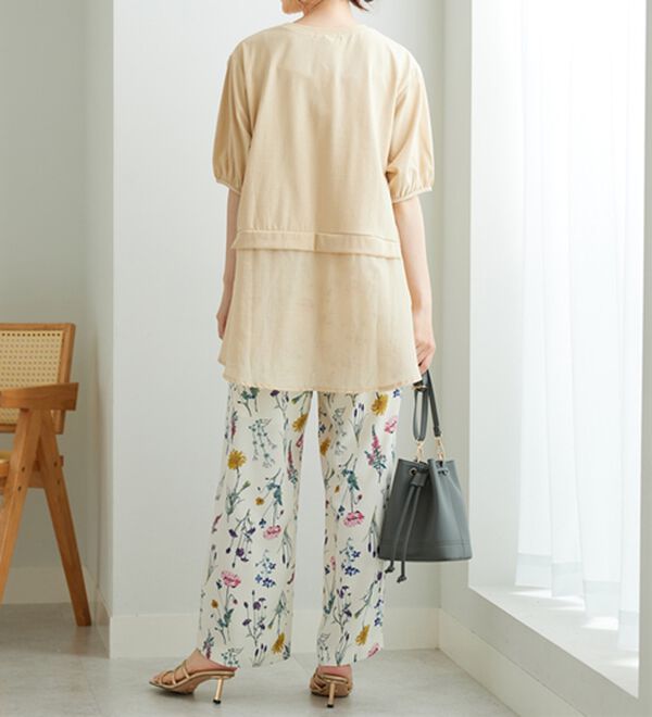 BELLUNA（ベルーナ）の「ギャザー使い異素材切替ふんわりチュニック（チュニック）」｜詳細画像