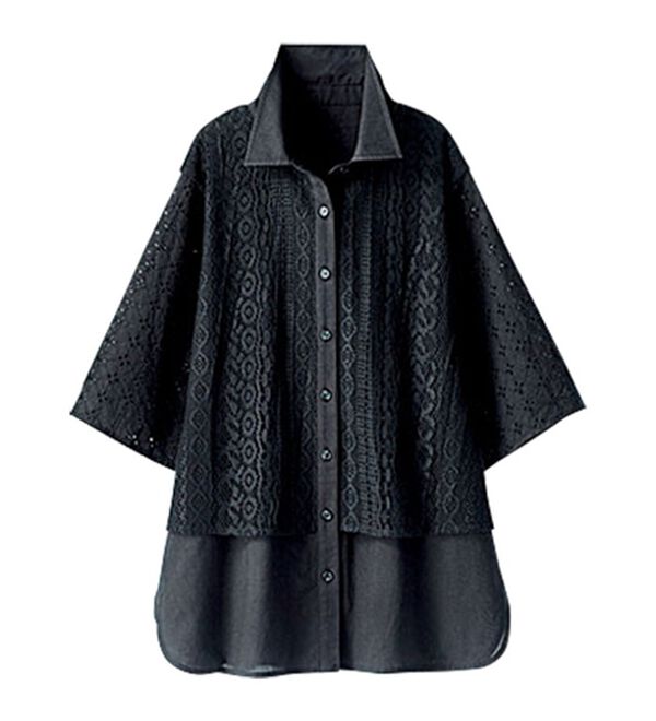 BELLUNA（ベルーナ）の「レース切替デザインシャツジャケット（シャツ）」｜詳細画像