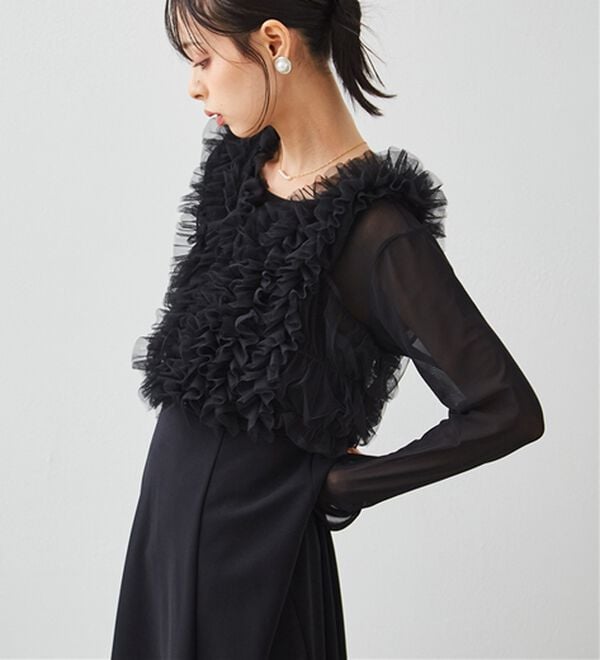 RANAN（ラナン）の「＜３点セット＞チュールフリルベストフレアワンピース（その他ワンピース）」｜詳細画像