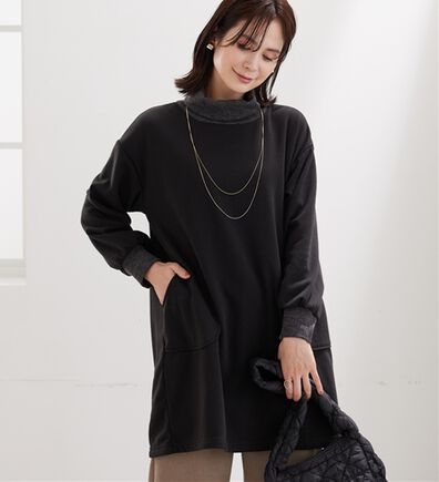 BELLUNA（ベルーナ）の「オフタートルネック配色リブ切替チュニック（チュニック）」