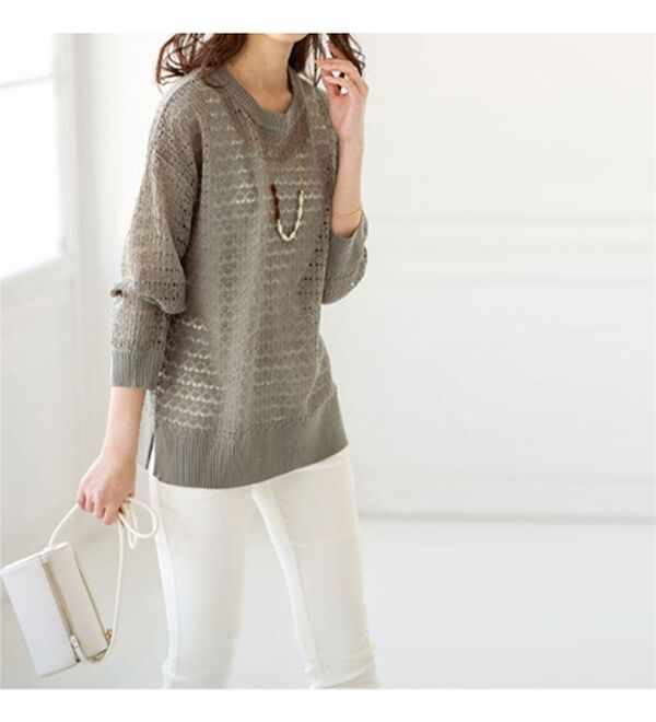 BELLUNA（ベルーナ）の「涼やか透かし編ニットプルオーバー（ニット・セーター）」｜詳細画像