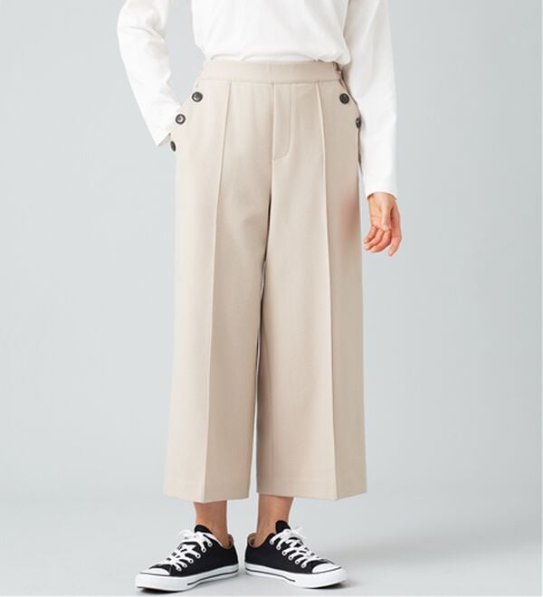 BELLUNA（ベルーナ）の「ウーリッシュ素材釦使いワイドパンツ（ワイドパンツ・ガウチョ）」｜詳細画像