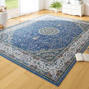 「【４／３０まで早割】厚みが選べる高級柄プリントはっ水カーペット（カーペット）」｜ロイヤルブルー