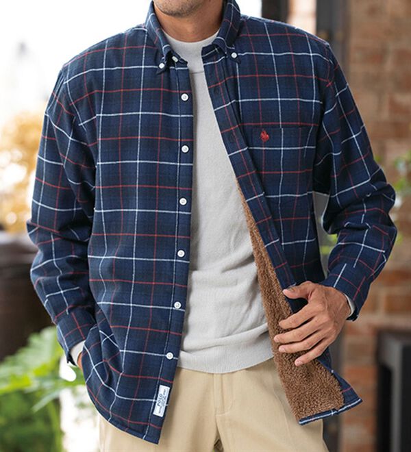 ポロ・ビーシーエス＞裏ボアチェックシャツ - ベルーナ【公式】